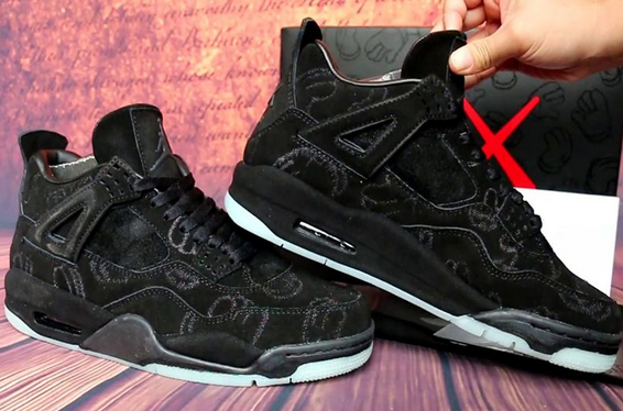 KAWS x Air Jordan 4 GS Black Suede Glow In The Dark Sole Shoes - Click Image to Close